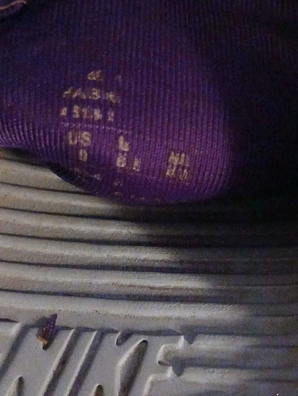 Nike Burgundy Slides with Purple Swoosh and Blue Trim